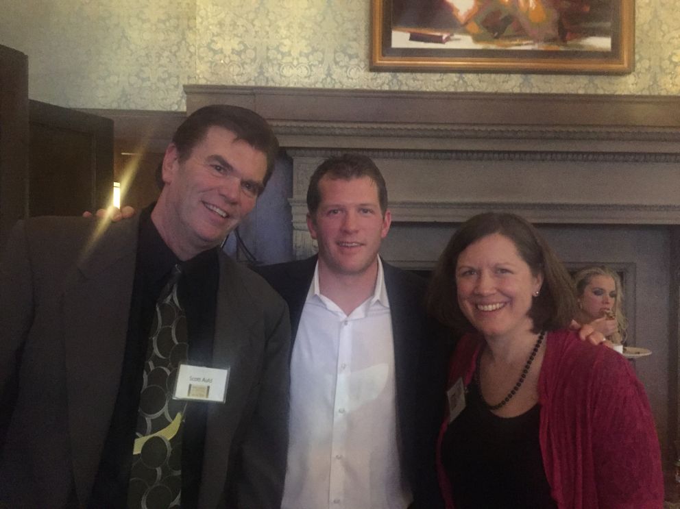 L-R: Scott Auld, Crescent Cove supporter, Minnesota Wild player Ryan Suter, and Katie Lindenfelser