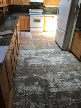 Kitchen flooring taken up